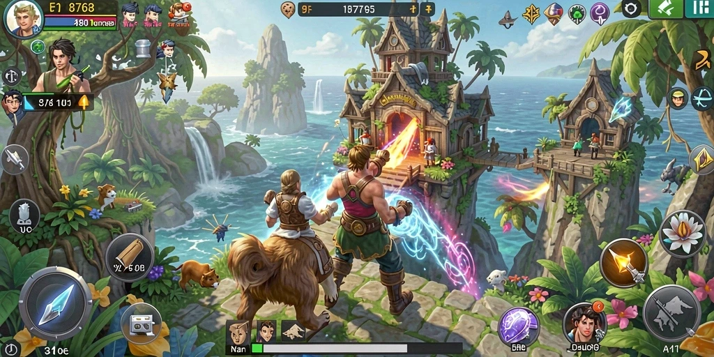 Tangkapan layar gameplay menampilkan eksplorasi dunia petualangan yang spektakuler.