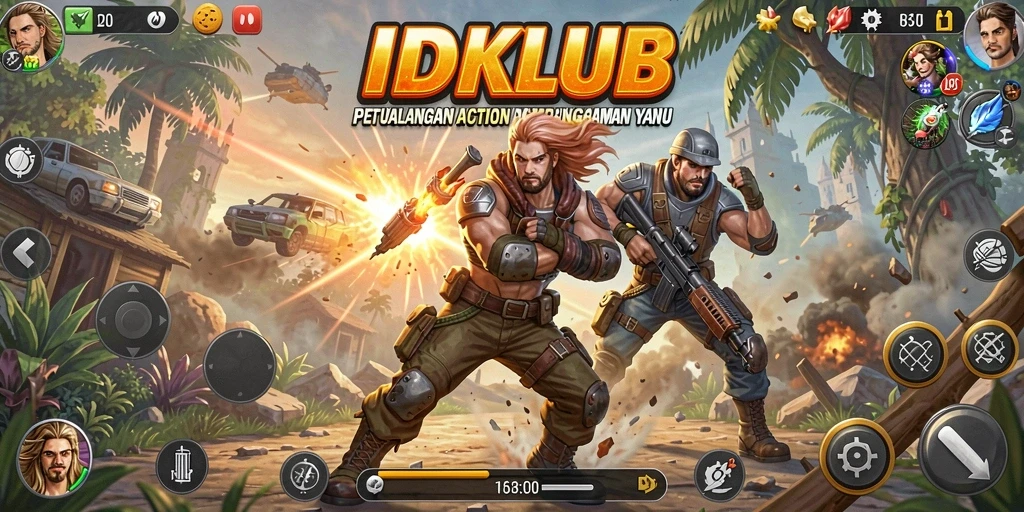 Screenshot gameplay IDKLUB menampilkan pertarungan aksi yang mendebarkan.