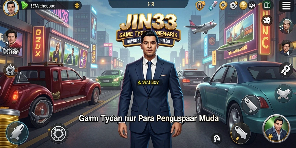 Tangkapan layar utama JIN33 menampilkan gameplay Tycoon yang intens dan interaktif.