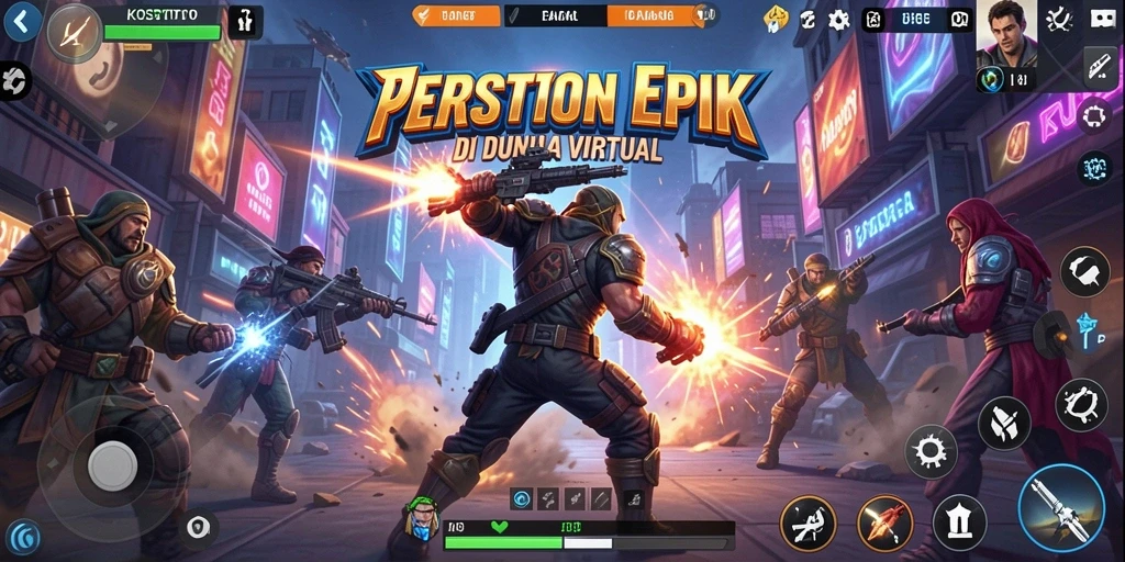 Tampilan gameplay KOSTOTO yang mendebarkan dengan pertarungan intens.