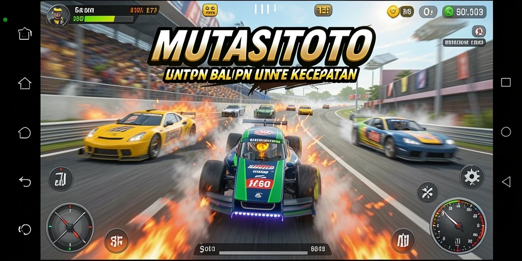 Screenshot gameplay MUTASITOTO menampilkan aksi balapan yang mendebarkan dan grafis yang menawan.