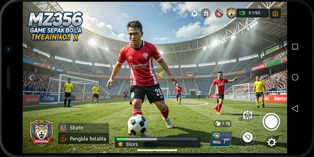 Tampilan gameplay MZ356 yang menegangkan di lapangan sepak bola.
