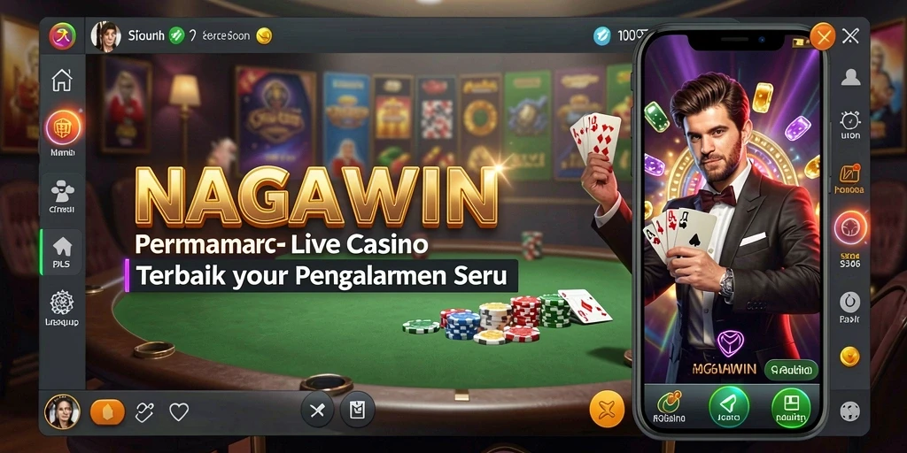 Screenshot gameplay NAGAWIN menampilkan suasana kasino langsung yang mendebarkan.