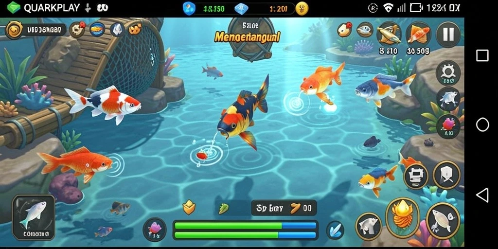 Tampilan gameplay memancing yang seru dan menantang.