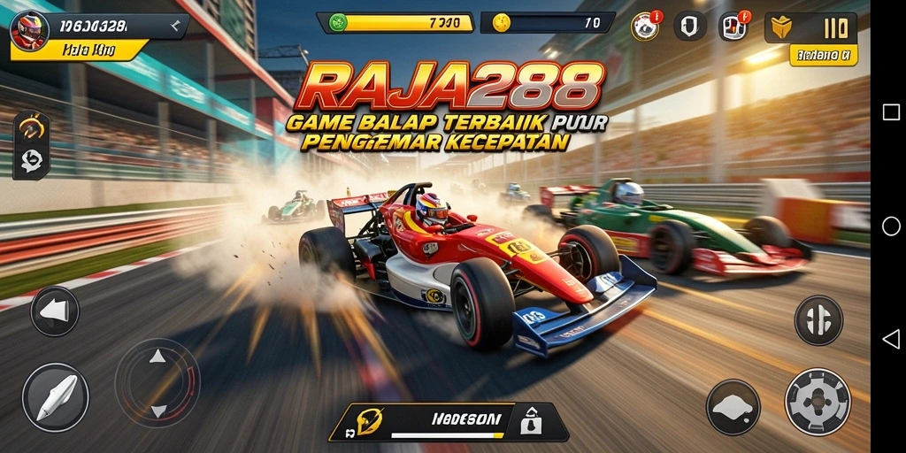 Tampilan gameplay seru di RAJA288 saat balapan dengan teman.