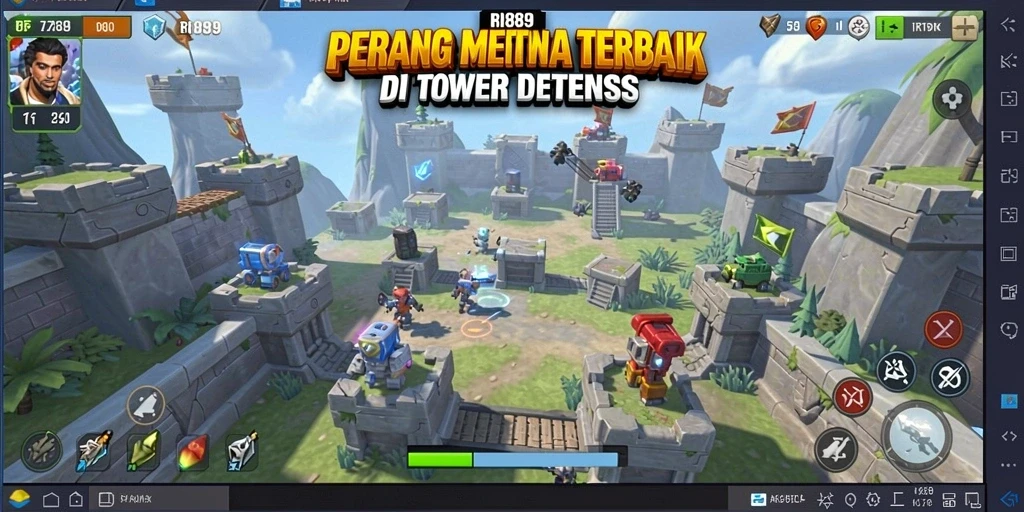 Tampilan gameplay seru Tower Defense di RI889.