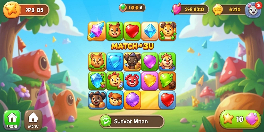 Screenshot RP8 yang menampilkan gameplay memukau permata berwarna.