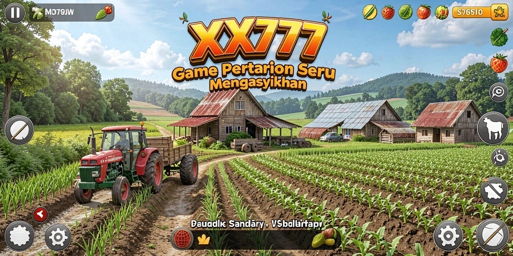 Screenshot XXX777 menampilkan pemain yang sedang merawat tanaman di ladang.
